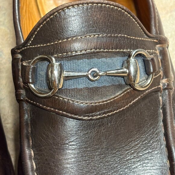 Authentic Gucci Mens Brown Leather Horsebit Loafers Size 9.5 D Made In Italy - Picture 13 of 16